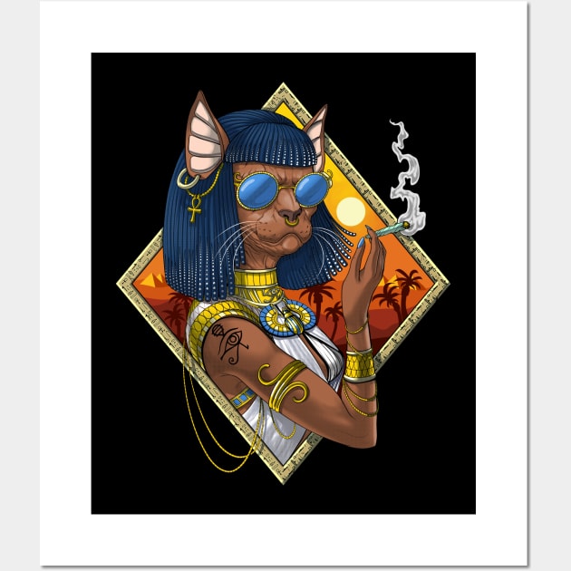 Bastet Egyptian Goddess Hippie Wall Art by underheaven